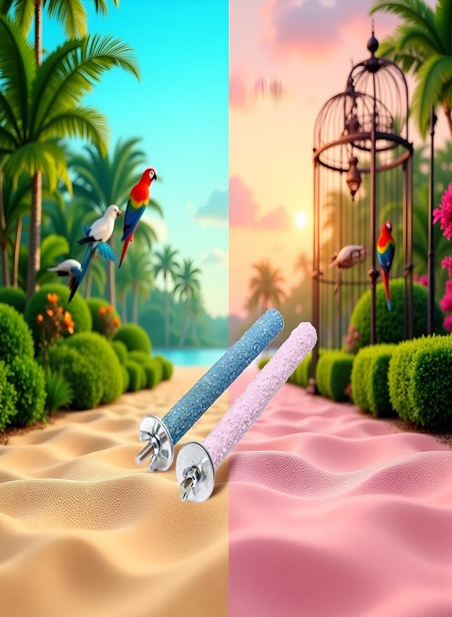 Mozff 2 Pcs Multi-Color Random Bird Perch Stand Toy Wood Parrot Perch Stand Grinding Claw Sticks Sanded Surface Cage Toy for Parakeets Finches Parakeet Toys Birdcage Accessories - Image 3